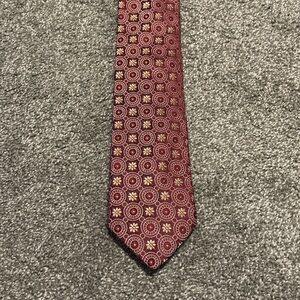 Canali 100% Silk Tie – Burgundy Geometric Pattern, Made in Italy